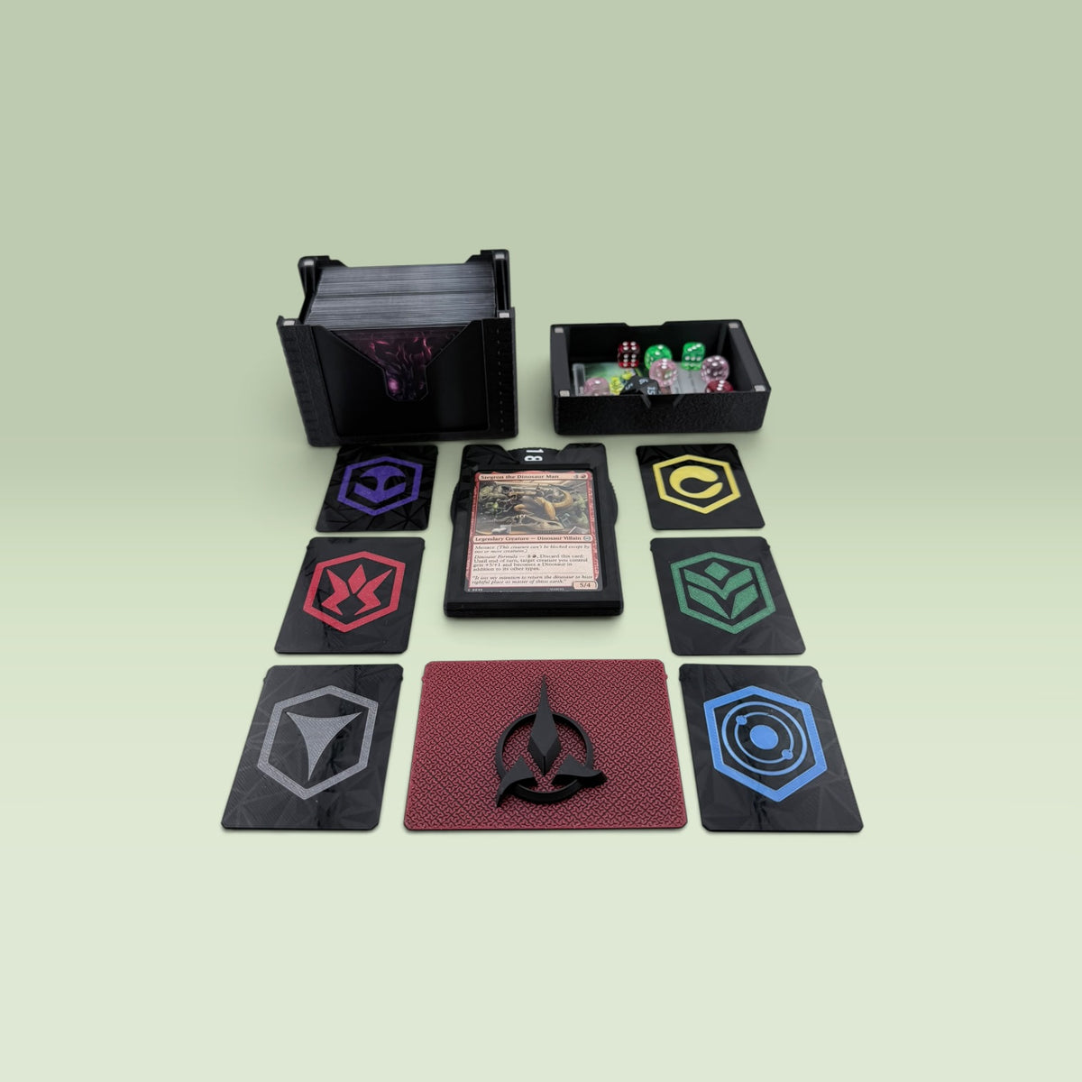 Qapla' Universal DeckDock – Magic The Gathering Deck Box with Counter & Token Tray