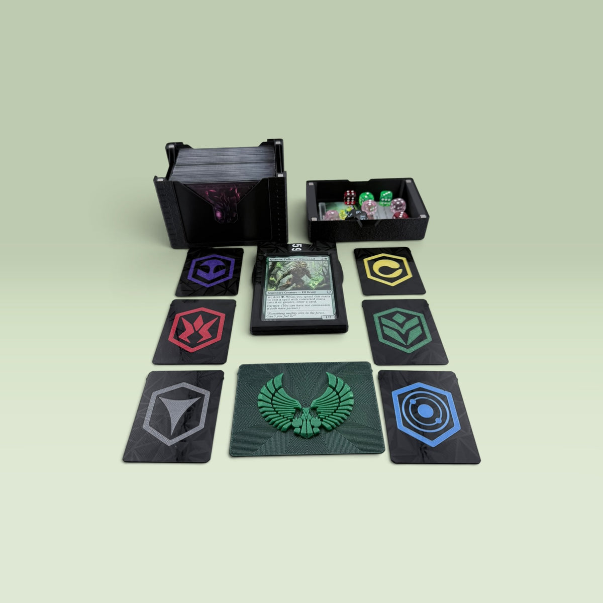 Jolan'tru Universal DeckDock – Magic The Gathering Deck Box with Counter & Token Tray