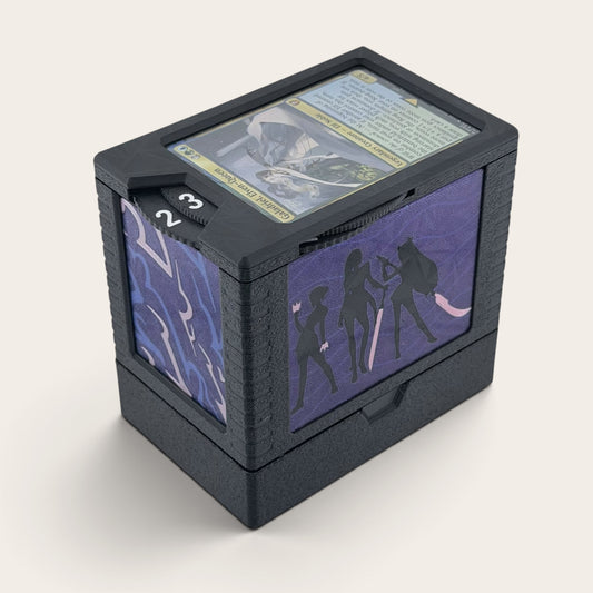 Demon Hunter - Universal DeckDock - KPDH Inspired  deck box with Counter and Token Tray for Magic The Gathering and more