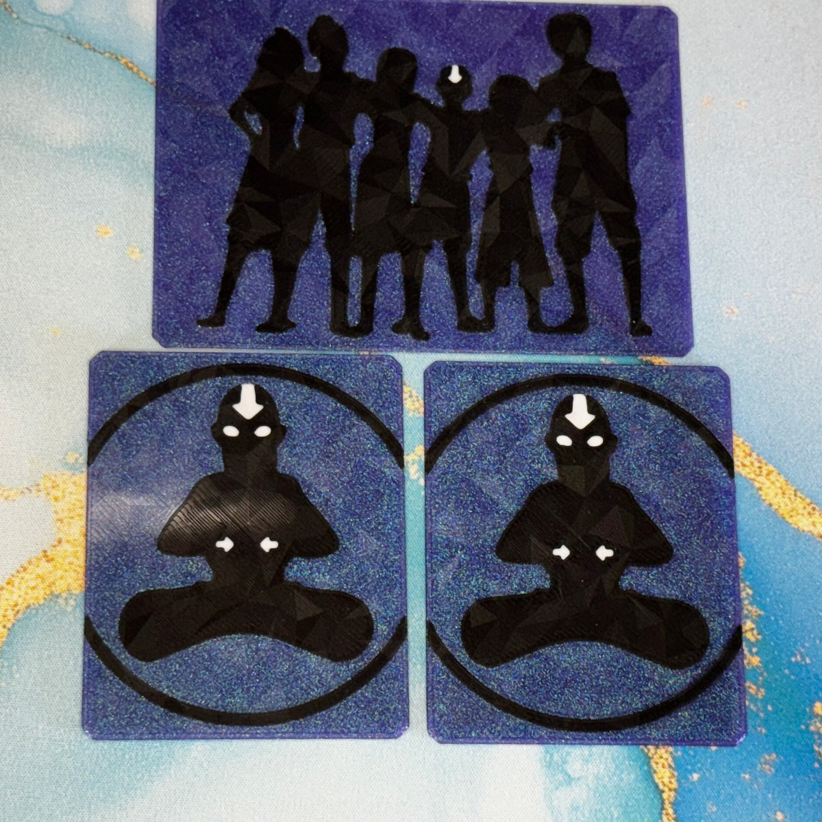 The Gaang bulkheads for Universal DeckDock – purple glitter panels with black silhouettes