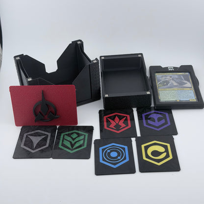 Qapla - Universal DeckDock - Klingon inspired deck box with Counter and Token Tray for Magic The Gathering and more