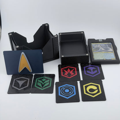 Enterprise - Universal DeckDock - Federation inspired deck box with Counter and Token Tray for Magic The Gathering and more