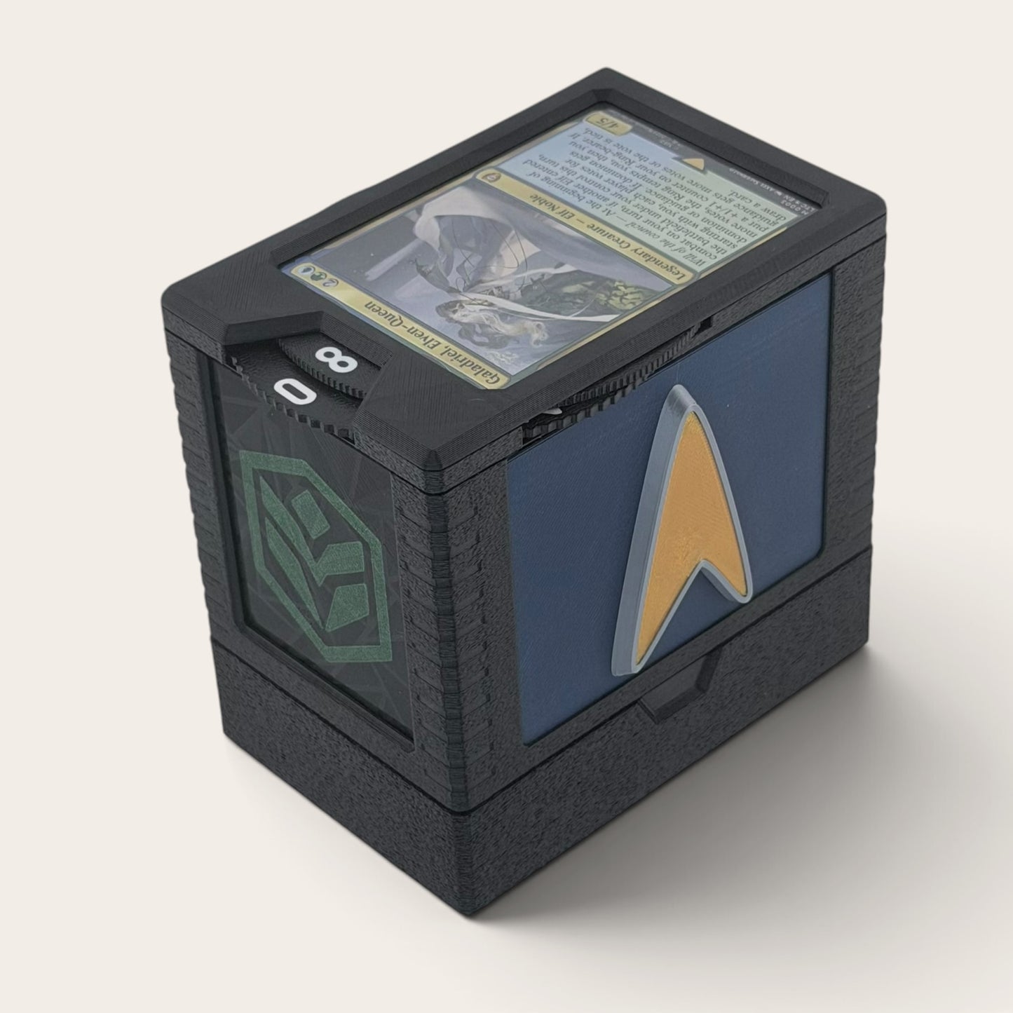 Enterprise - Universal DeckDock - Federation inspired deck box with Counter and Token Tray for Magic The Gathering and more