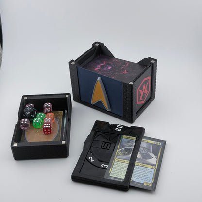 Enterprise - Universal DeckDock - Federation inspired deck box with Counter and Token Tray for Magic The Gathering and more
