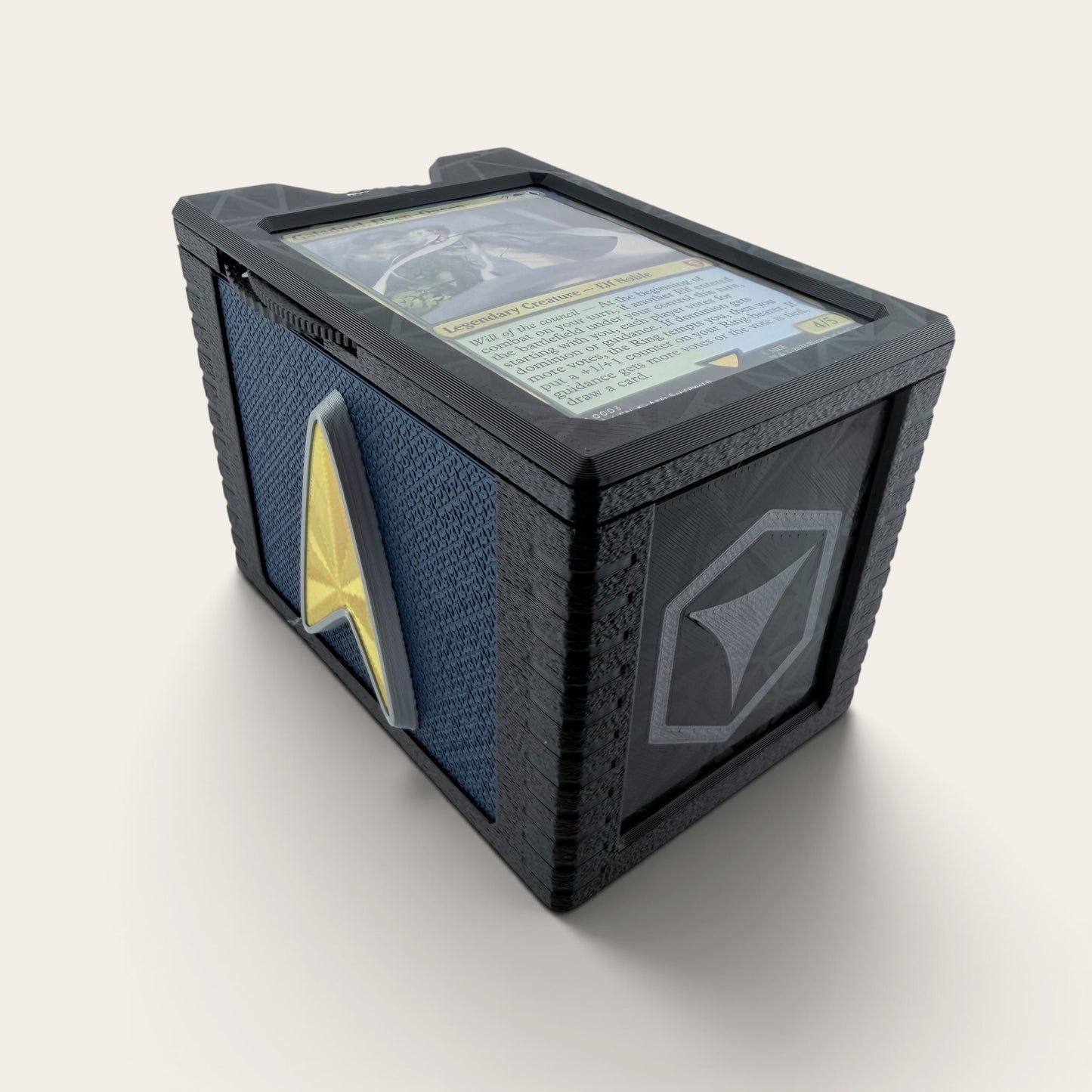Enterprise - Universal DeckDock - Federation inspired deck box with Counter and Token Tray for Magic The Gathering and more