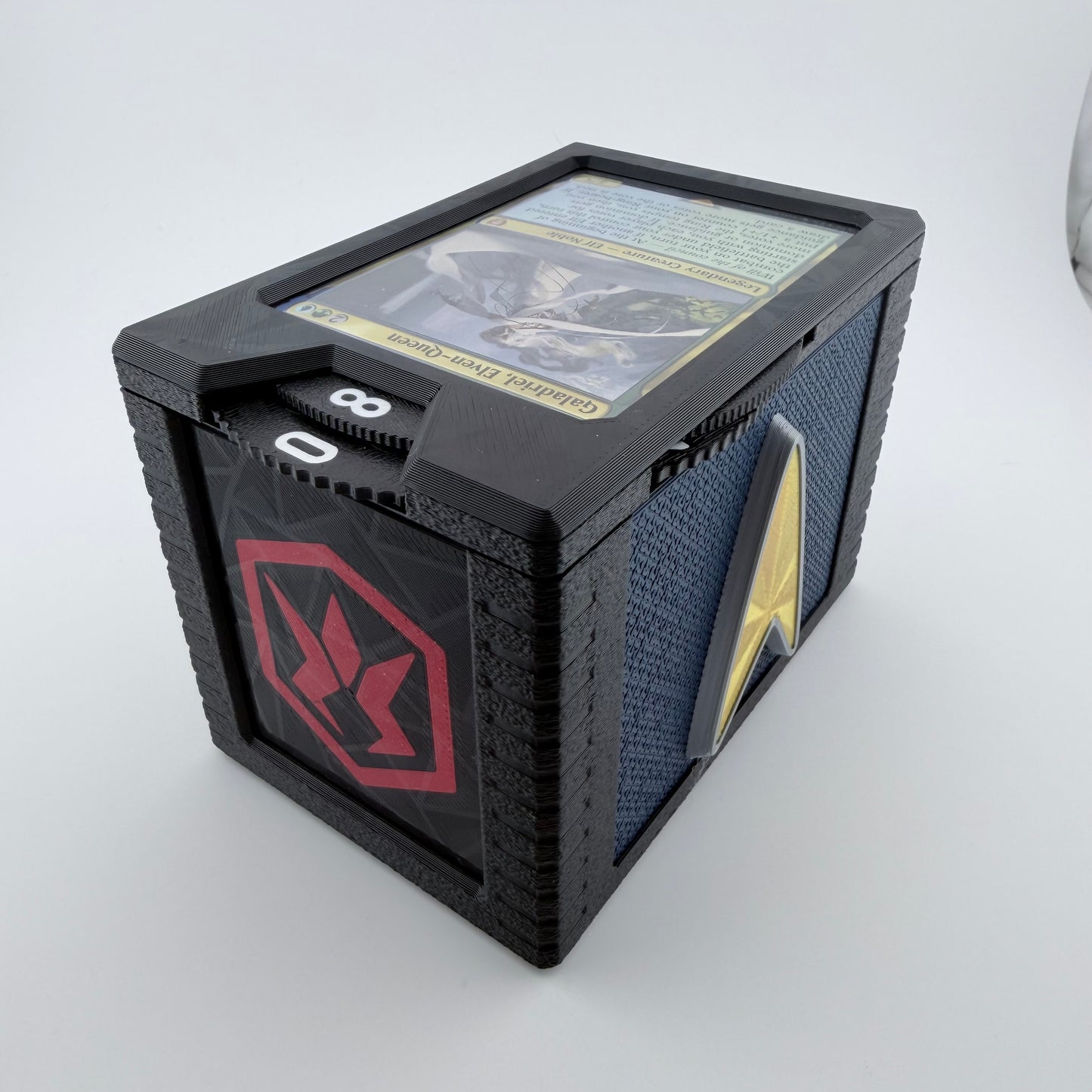 Enterprise - Universal DeckDock - Federation inspired deck box with Counter and Token Tray for Magic The Gathering and more