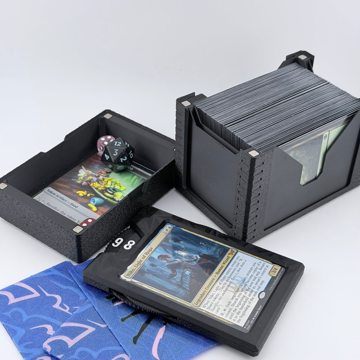 Demon Hunter Universal DeckDock – Magic The Gathering Deck Box with Counter & Token Tray