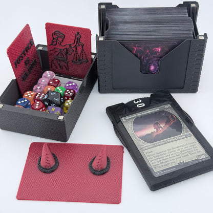 Justice is Blind Universal DeckDock – Magic The Gathering Deck Box with Counter & Token Tray