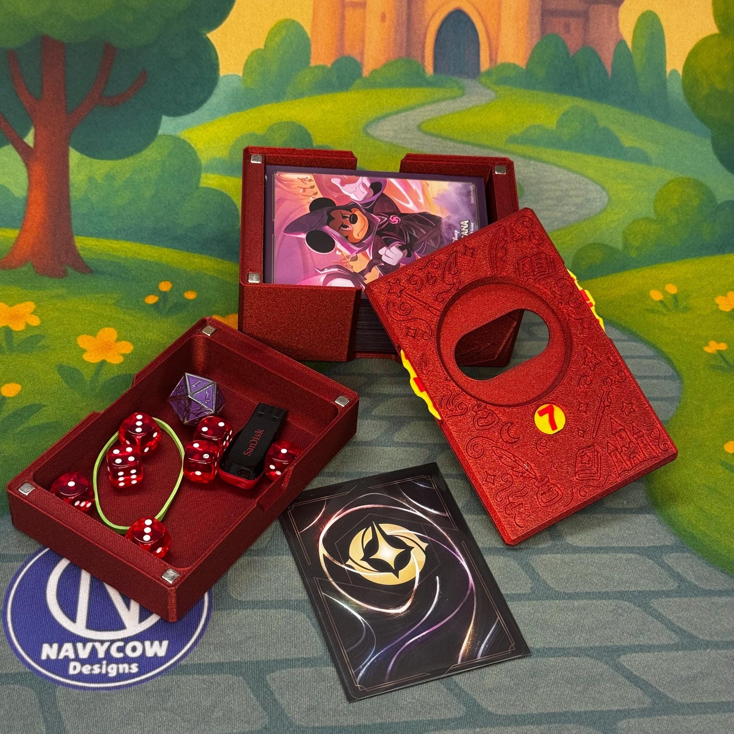 Ruby Lorcana Deck Box: Lore Counter, Token Tray & Card Storage