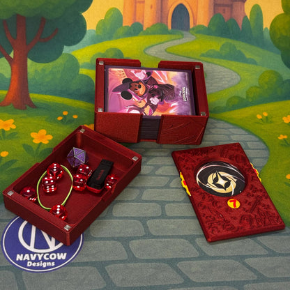 Ruby Lorcana Deck Box: Lore Counter, Token Tray & Card Storage