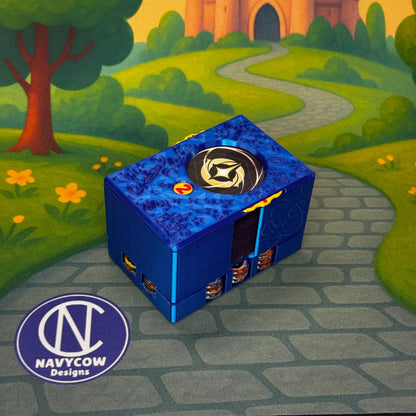 Saphir Lorcana Deck Box: Lore-Zähler, Token-Tablett & Kartenaufbewahrung