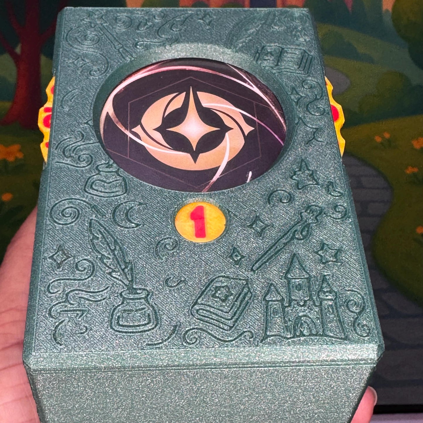 Emerald Lorcana Deck Box: Lore Counter, Token Tray & Card Storage