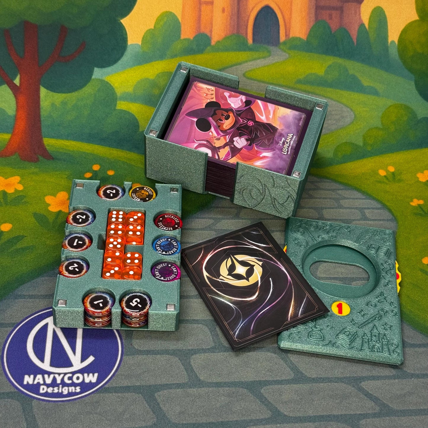 Emerald Lorcana Deck Box: Lore Counter, Token Tray & Card Storage