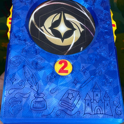 Saphir Lorcana Deck Box: Lore-Zähler, Token-Tablett & Kartenaufbewahrung