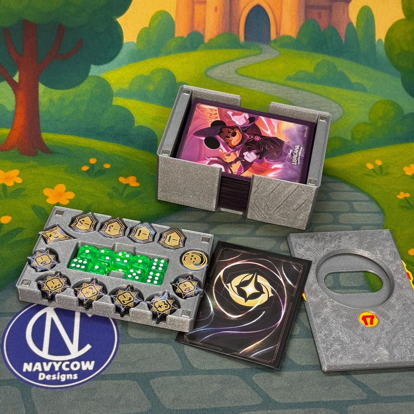 Steel Lorcana Deck Box: Lore Counter, Token Tray & Card Storage