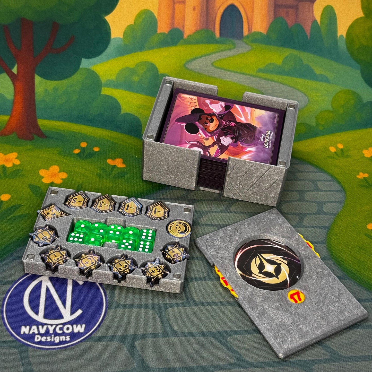Steel Lorcana Deck Box: Lore Counter, Token Tray & Card Storage