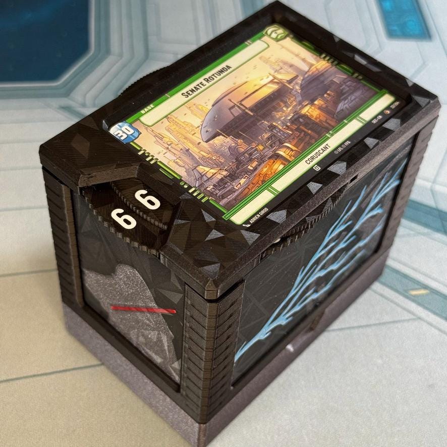 Unlimited Power! - Universal DeckDock - Palpatine inspired  deck box with Counter and Token Tray for Star Wars Unlimited and more