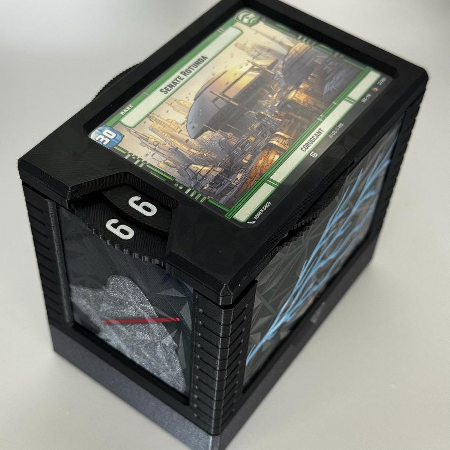 Unlimited Power! - Universal DeckDock - Palpatine inspired  deck box with Counter and Token Tray for Star Wars Unlimited and more