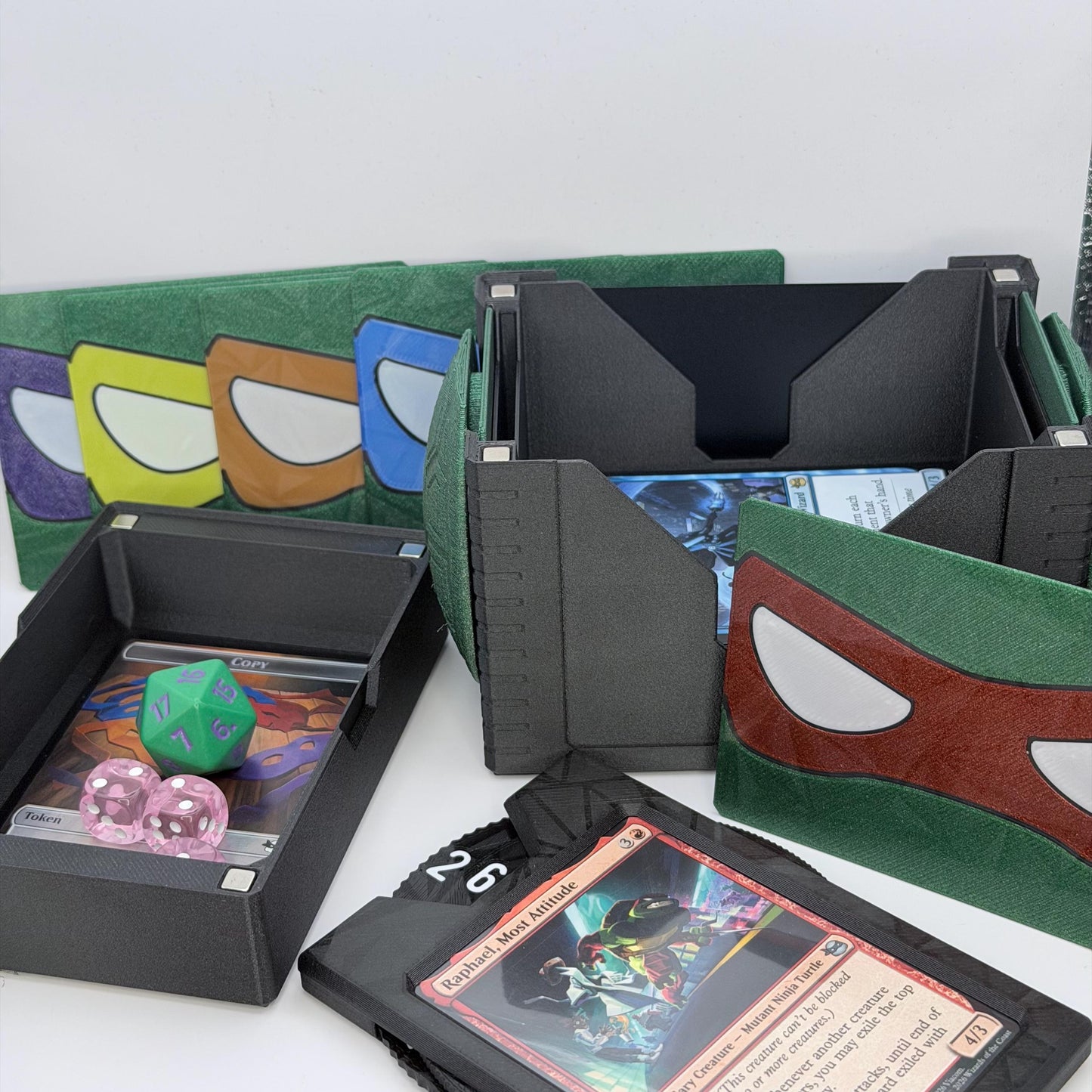 Turtle Power - Universal DeckDock - Turtle inspired deck box with Counter and Token Tray for Magic The Gathering and more