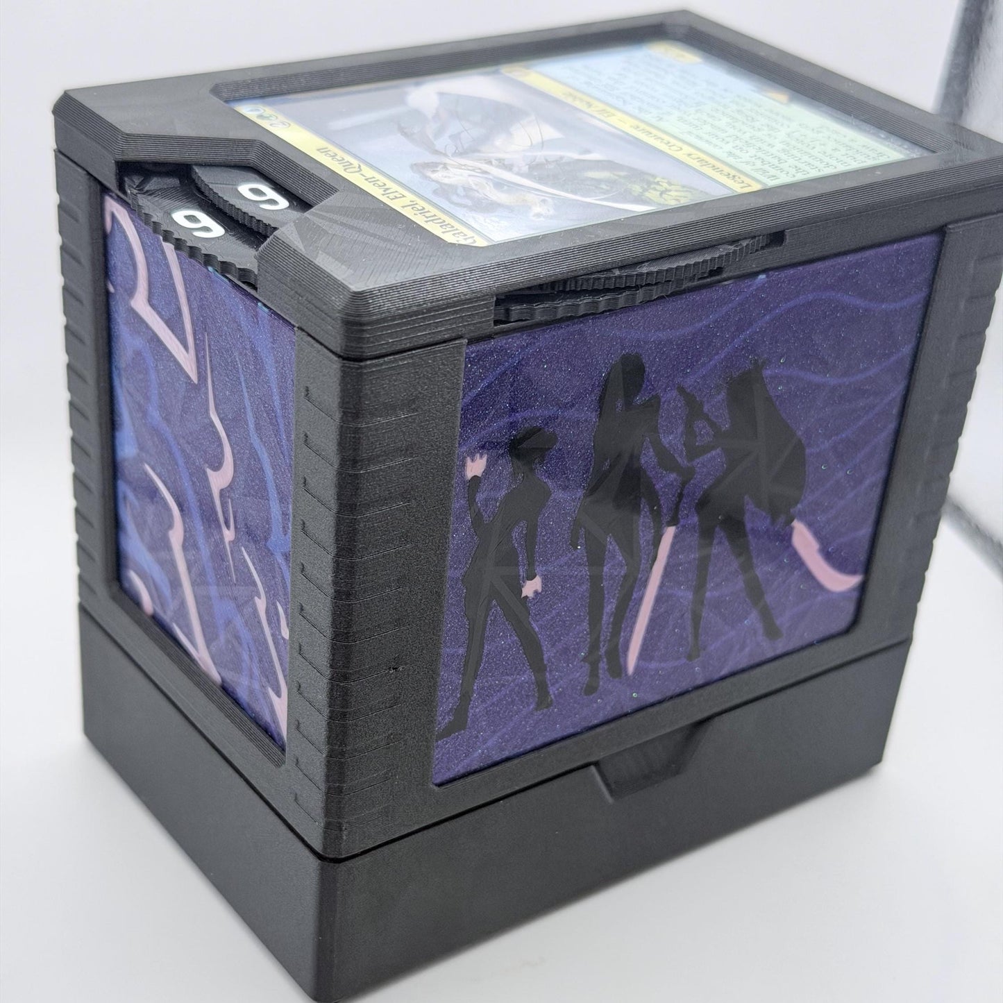 Demon Hunter - Universal DeckDock - KPDH Inspired  deck box with Counter and Token Tray for Magic The Gathering and more