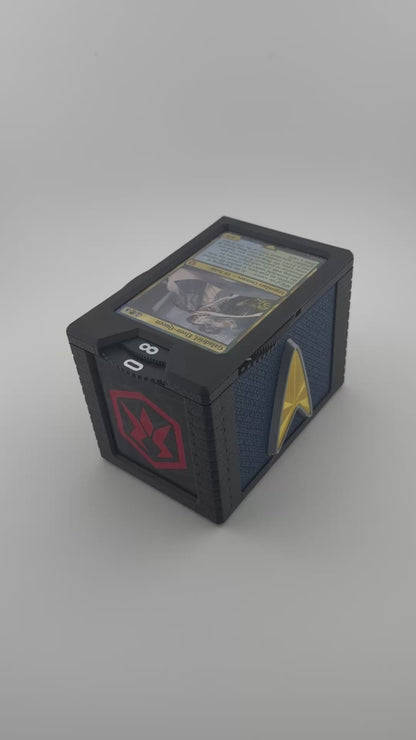 Enterprise - Universal DeckDock - Federation inspired deck box with Counter and Token Tray for Magic The Gathering and more