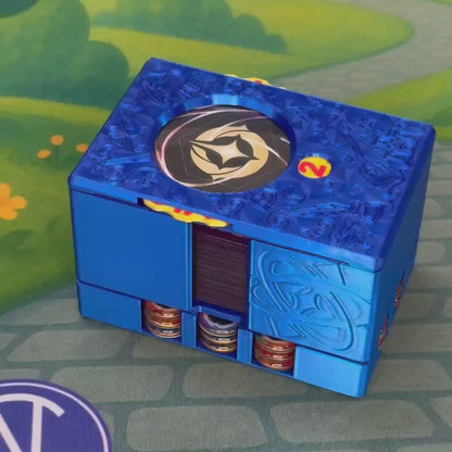 Saphir Lorcana Deck Box: Lore-Zähler, Token-Tablett & Kartenaufbewahrung
